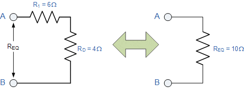 مثال ۲-مقاومت معادل REQ را برای ترکیب مقاومتی.گام پنجم