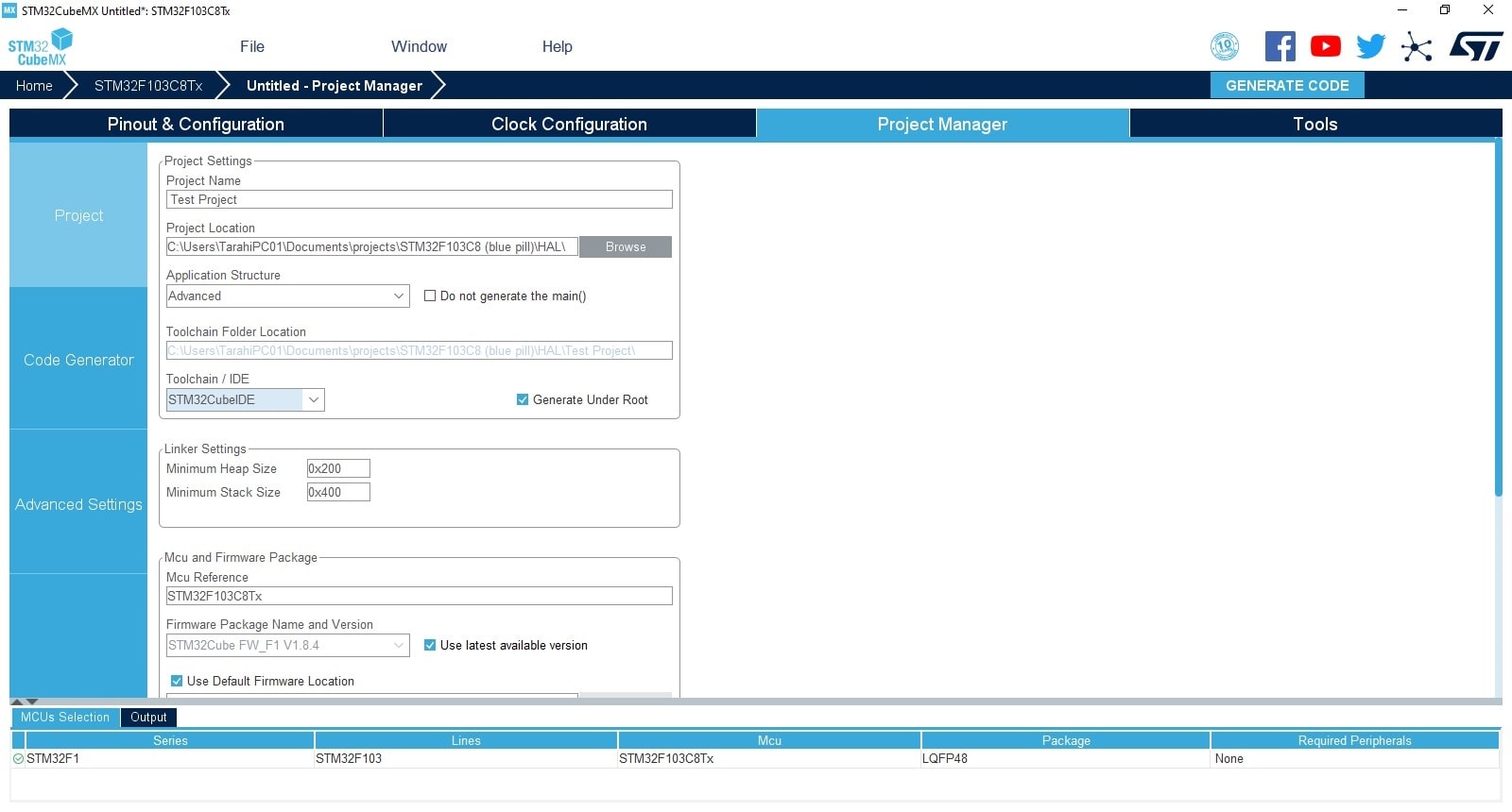 تب Poject Manager