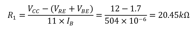 تقویت کننده امیتر مشترک، مثال ۱-مقدار R۱ 