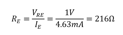 تقویت کننده امیتر مشترک، مثال ۱-مقدار مقاومت امیتر (RE) 