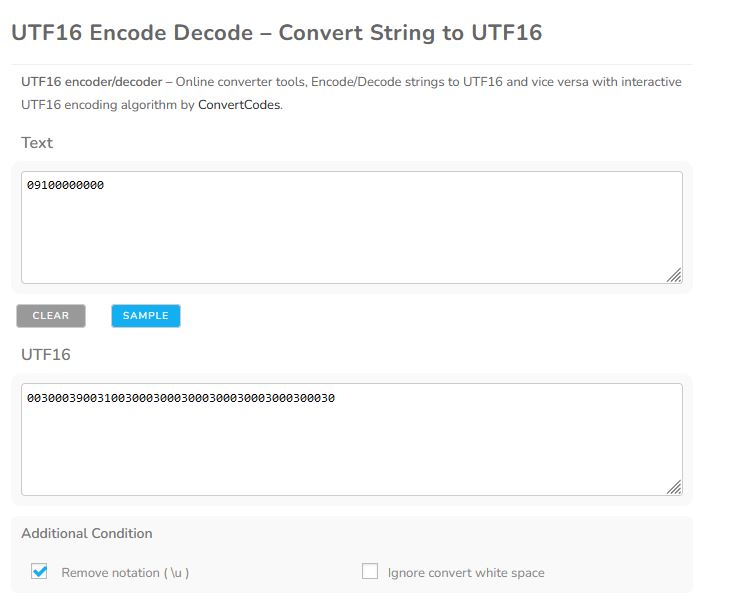 UTF16 Encode Decode