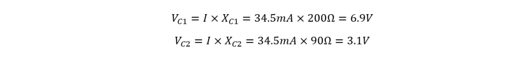تقسیم کننده ولتاژ خازنی، مثال ۱-